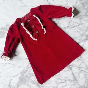 Red Velvet Ruffle Patachou Dress 3T